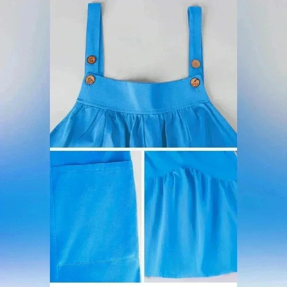 Women's Jumpsuit Casual Long Romper Wide Leg Overalls Pants Cotton size Medium - Picture 5 of 8